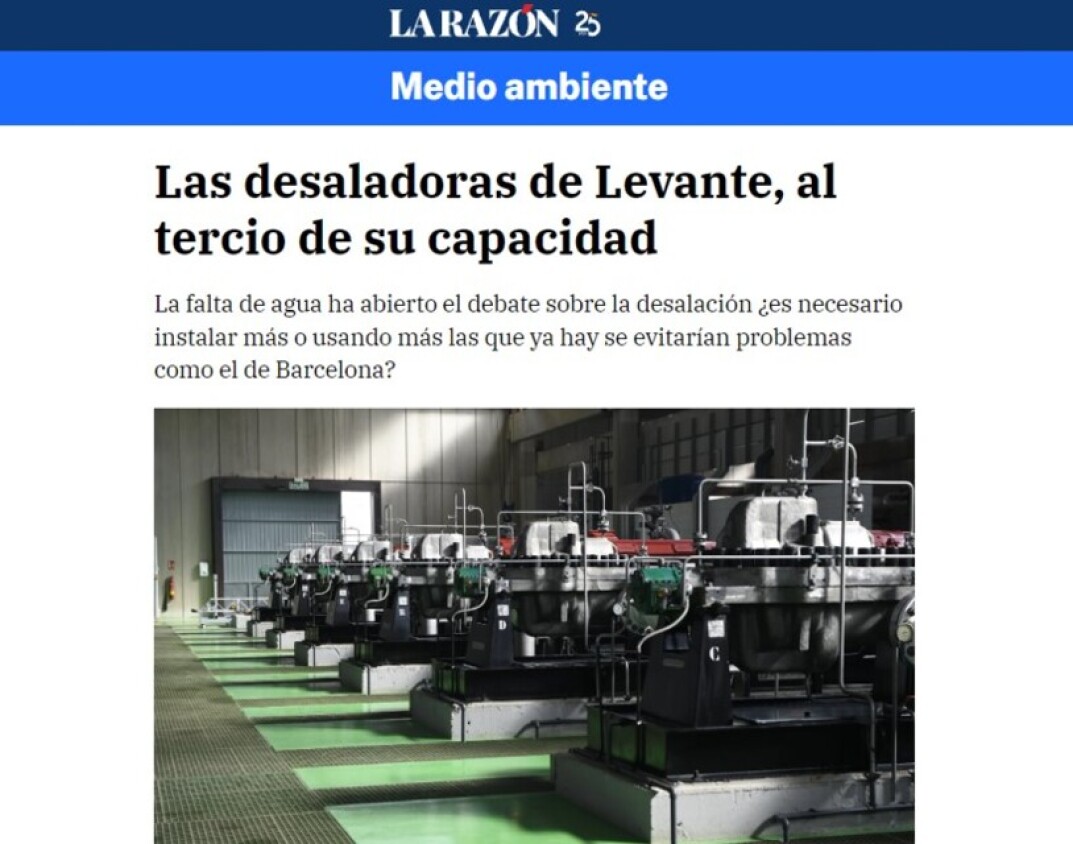 Las desaladoras de Levante, al tercio de su capacidad