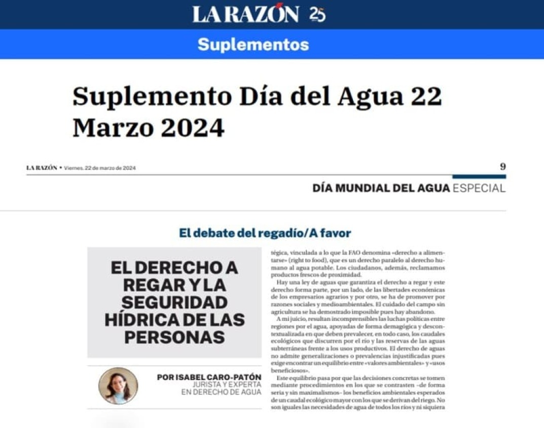 El derecho a regar y la seguridad hídrica de las personas