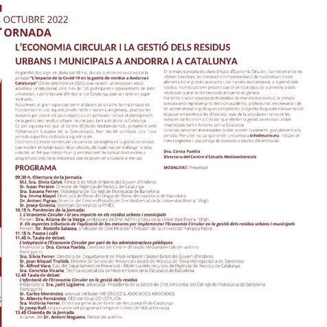 Menéndez & Asociados Abogados acudirà a la Jornada sobre economia circular i gestió de residus urbans i municipals a Andorra i a Catalunya
