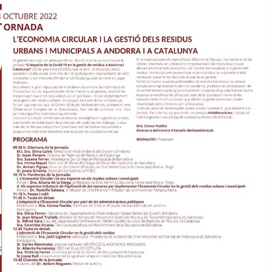 Menéndez & Asociados Abogados acudirá a la Jornada sobre economía circular y gestión de residuos urbanos y municipales en Andorra y en Catalunya